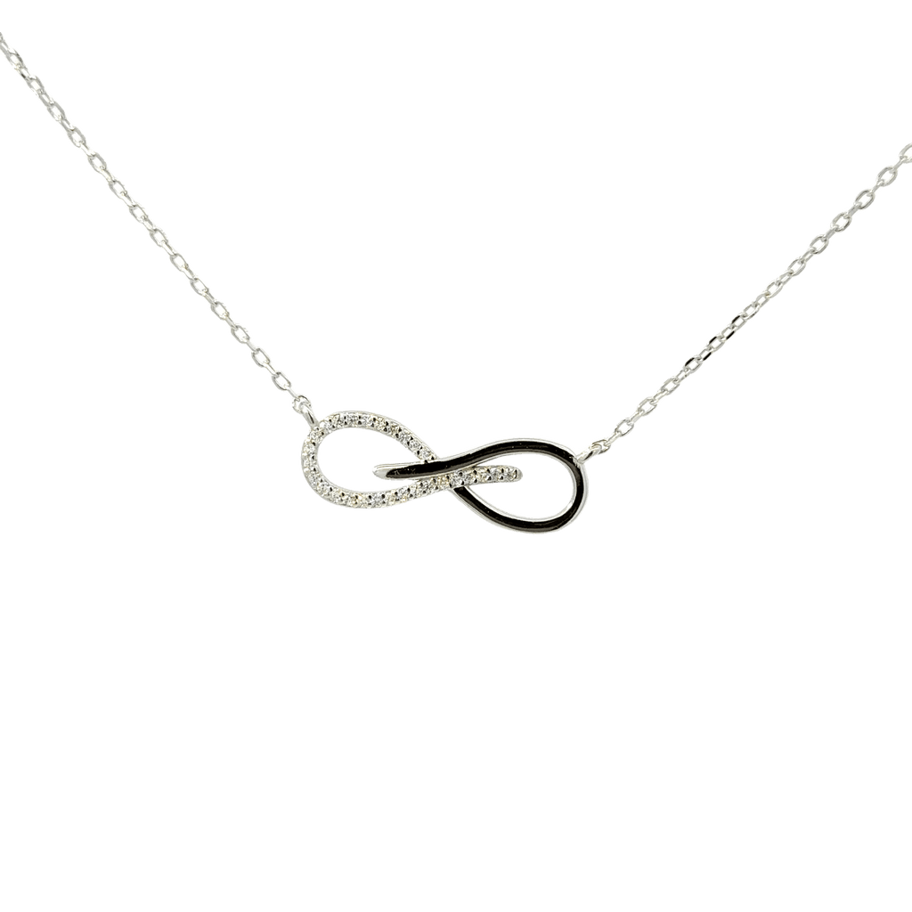 Rhodium infinity cross pendent