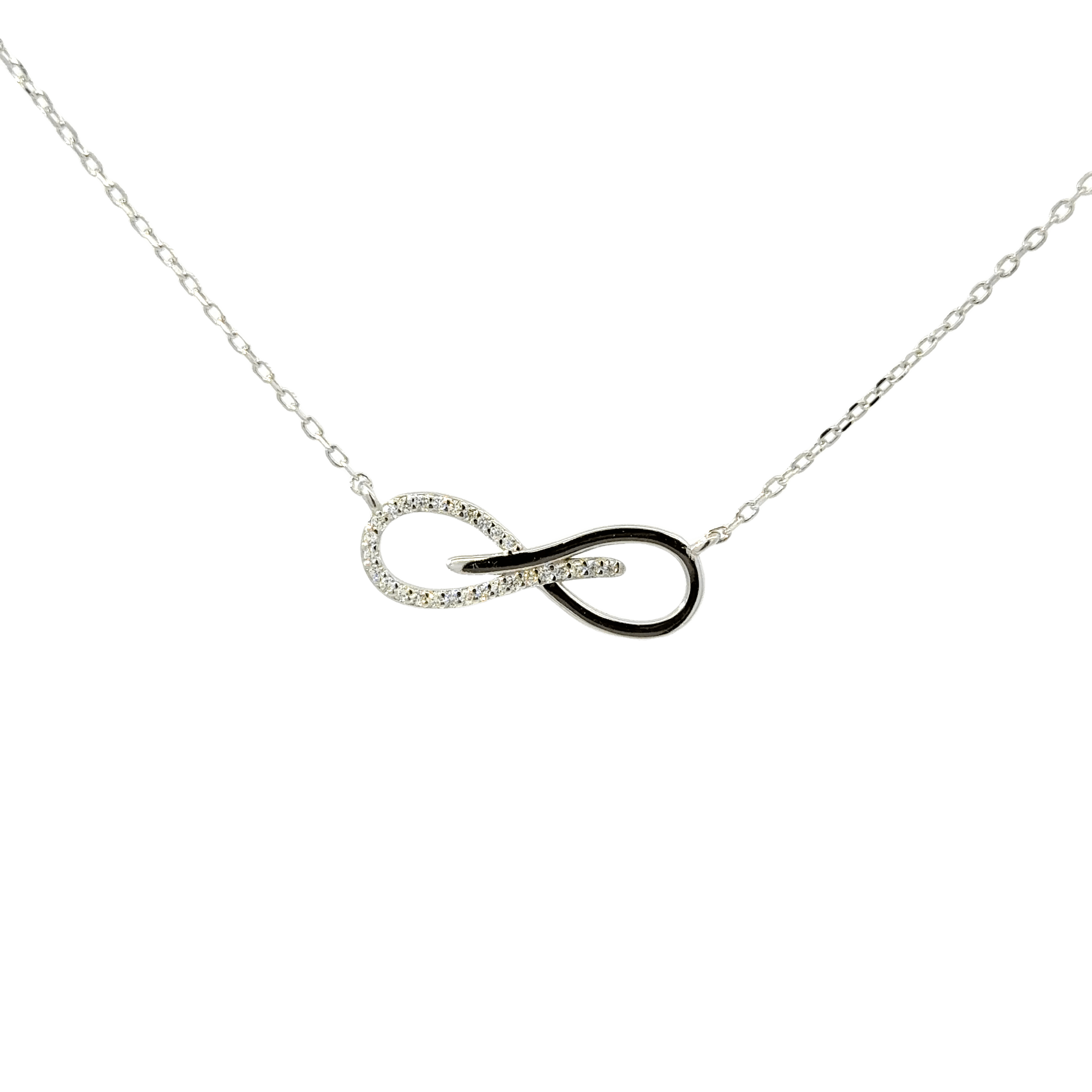 Rhodium infinity cross pendent