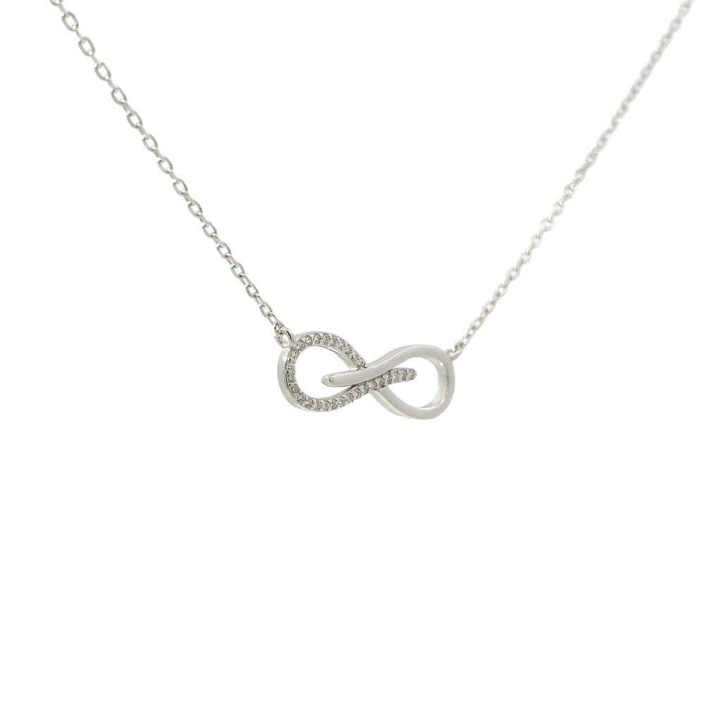 Rhodium infinity cross pendent