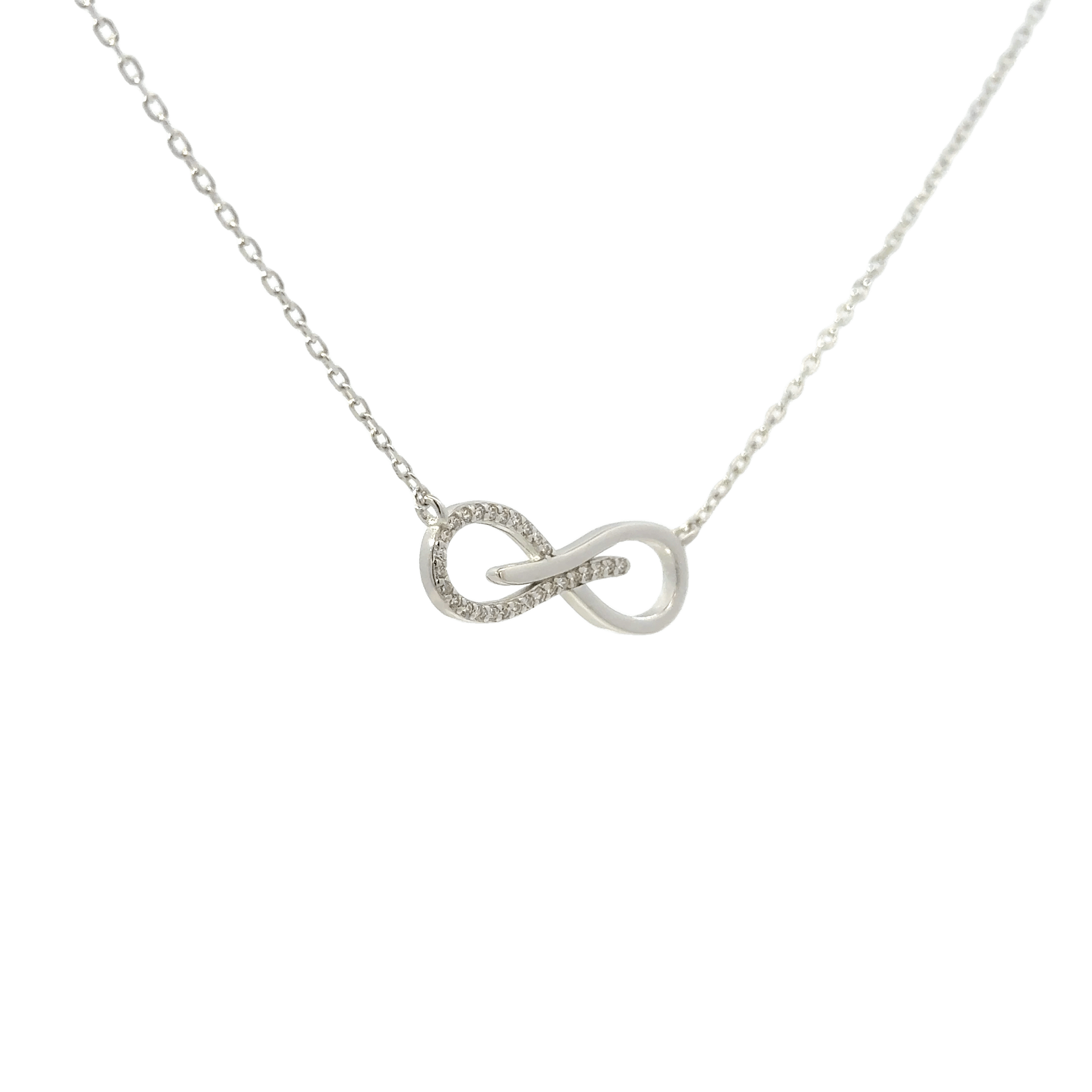 Rhodium infinity cross pendent
