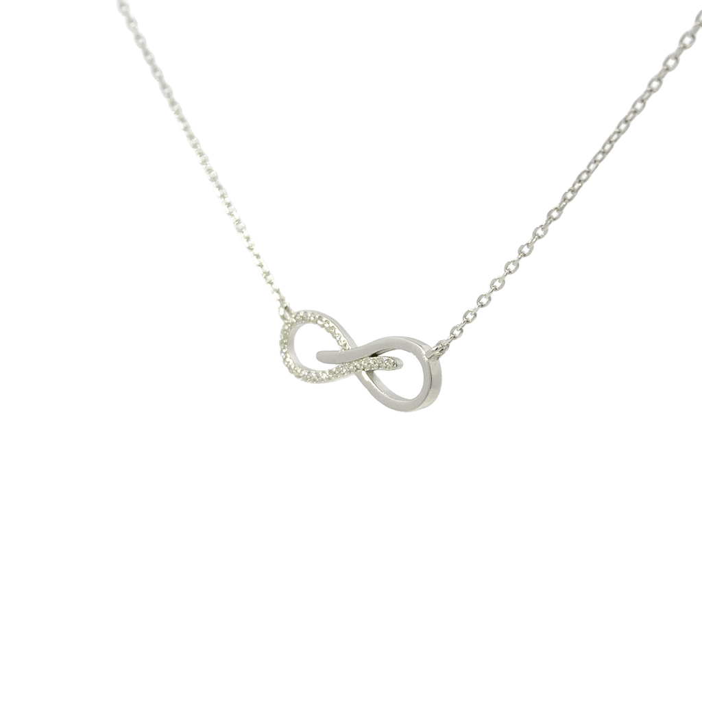 Rhodium infinity cross pendent