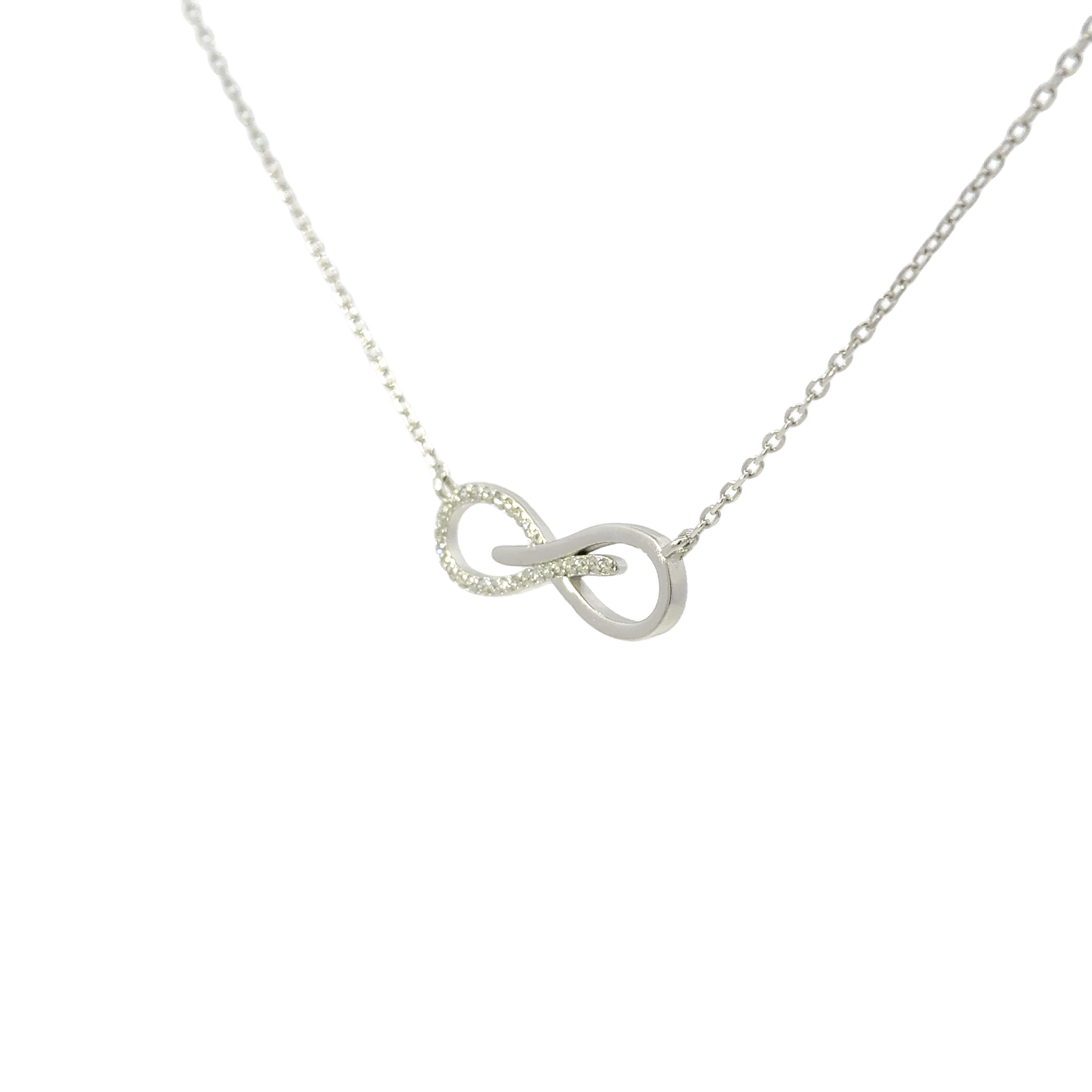 Rhodium infinity cross pendent