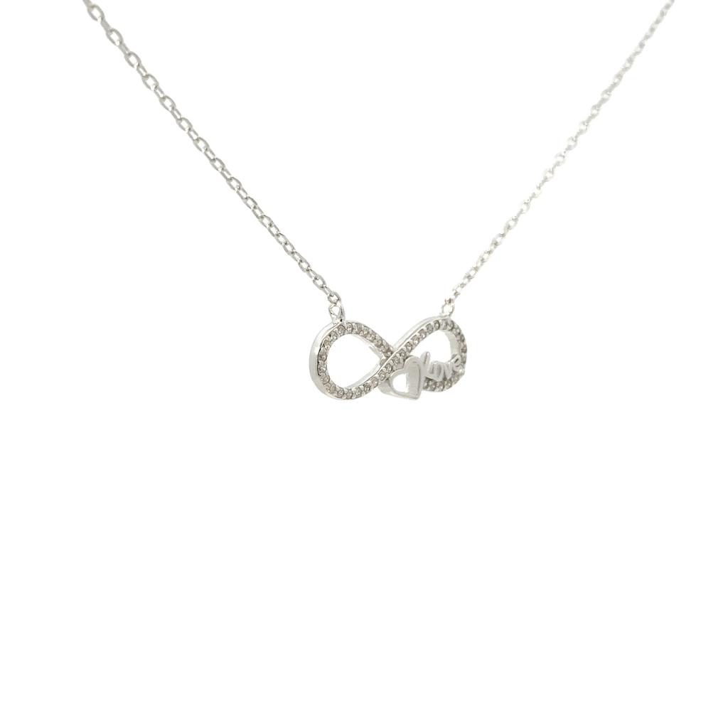 Rhodium Love infinity chain with pendent