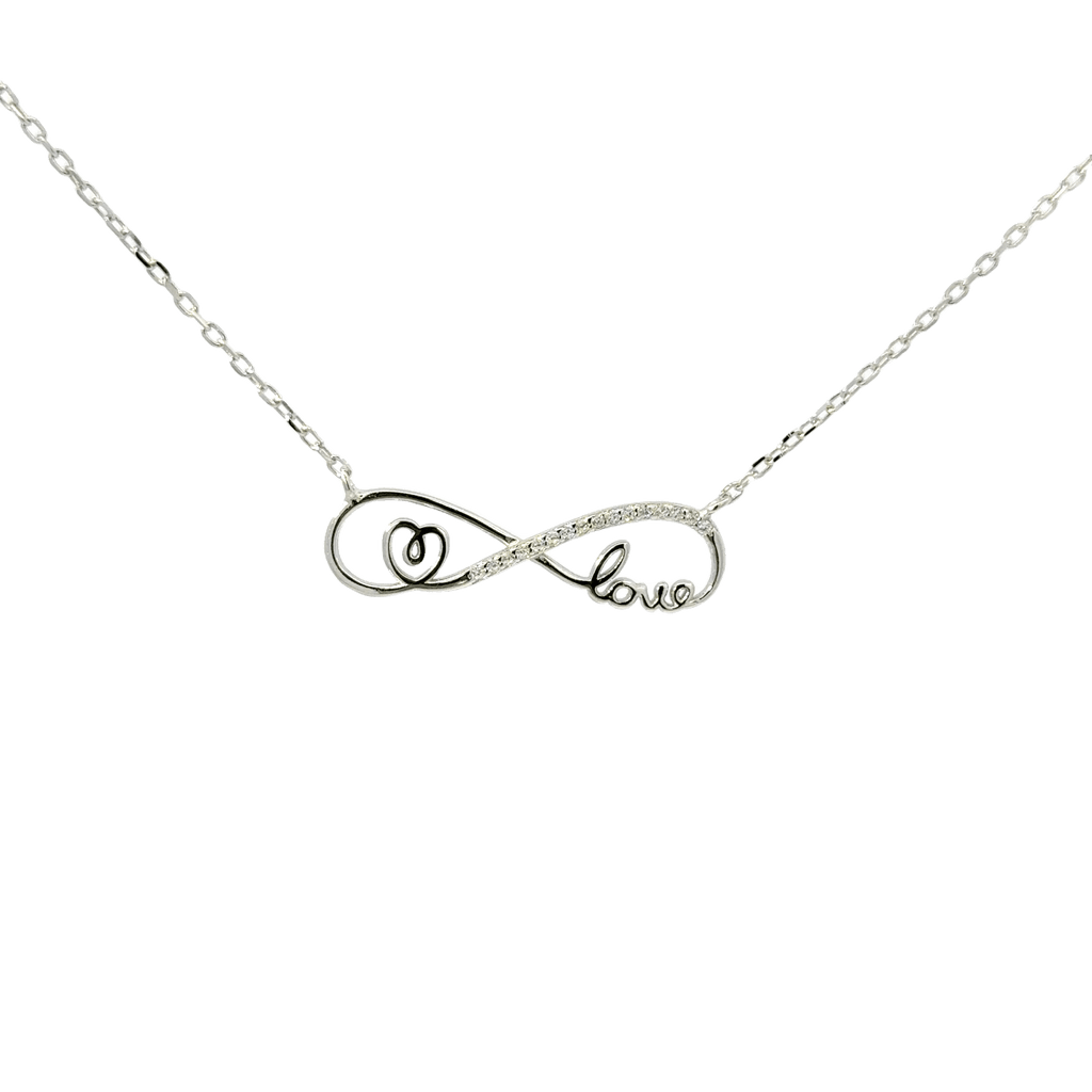 Rhodium Love Infinity chain with pendent