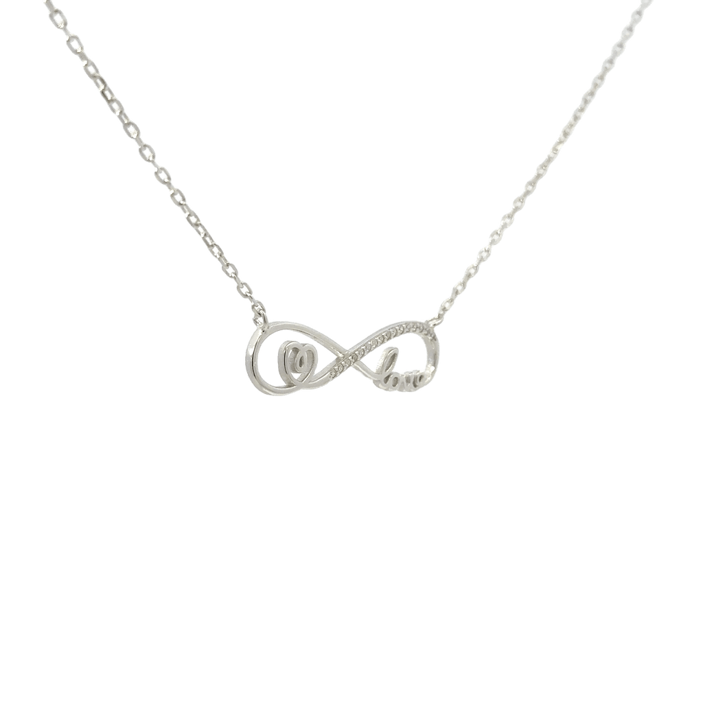 Rhodium Love Infinity chain with pendent