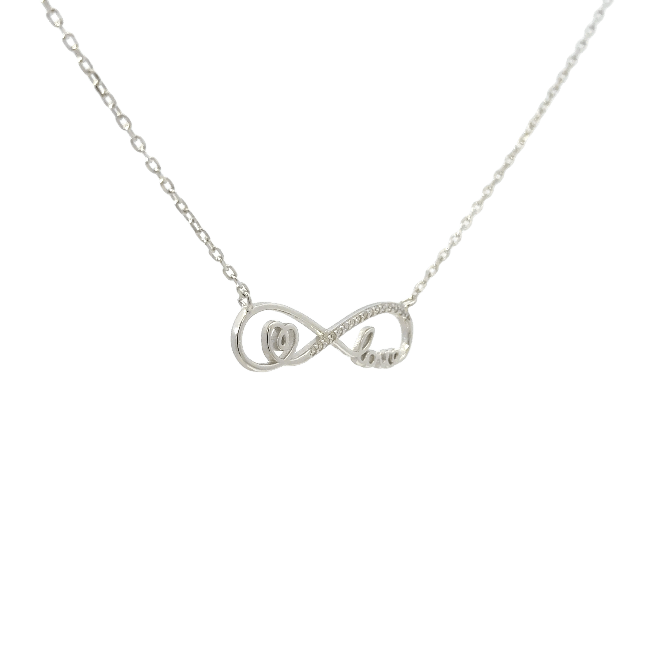 Rhodium Love Infinity chain with pendent
