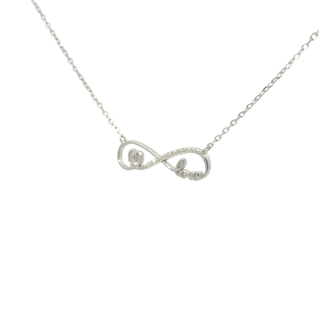 Rhodium Love Infinity chain with pendent