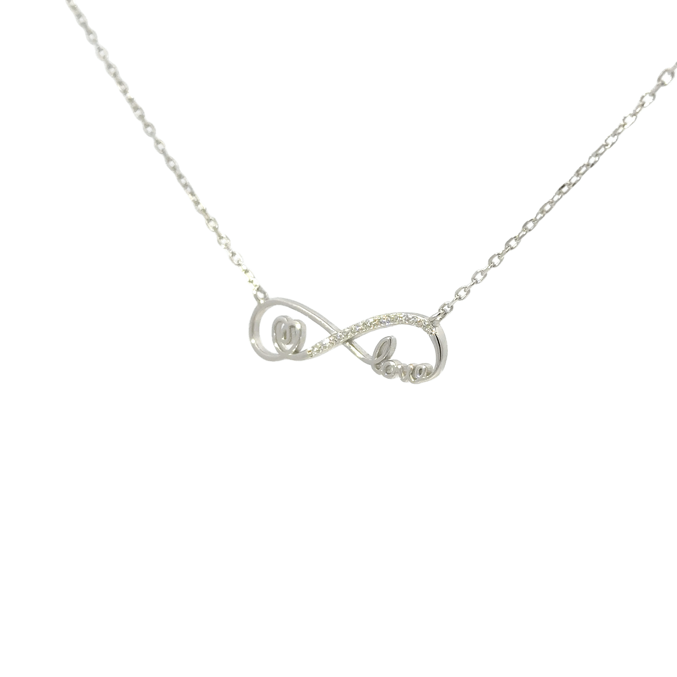 Rhodium Love Infinity chain with pendent