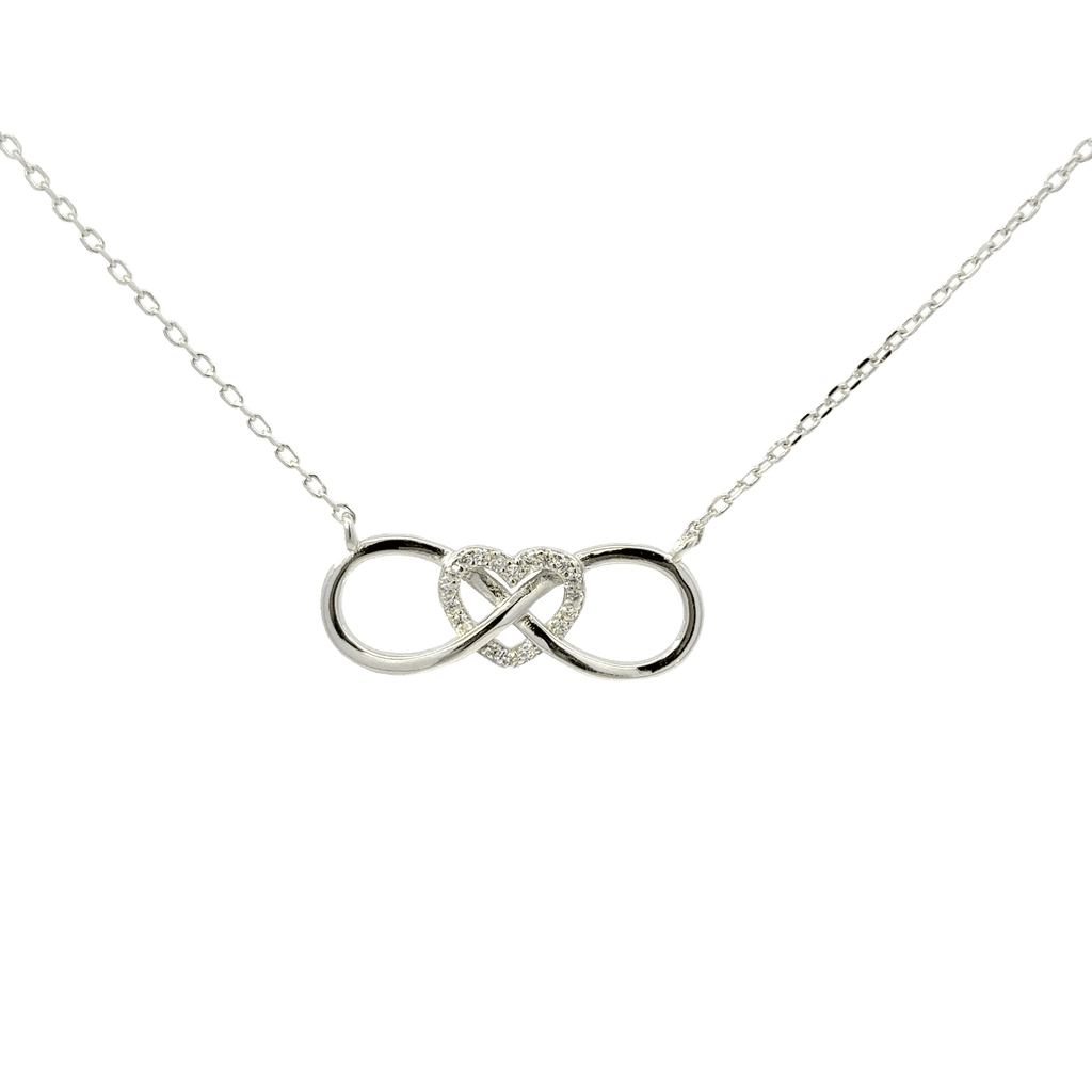 Rhodium Heart Infinity chain with pendent