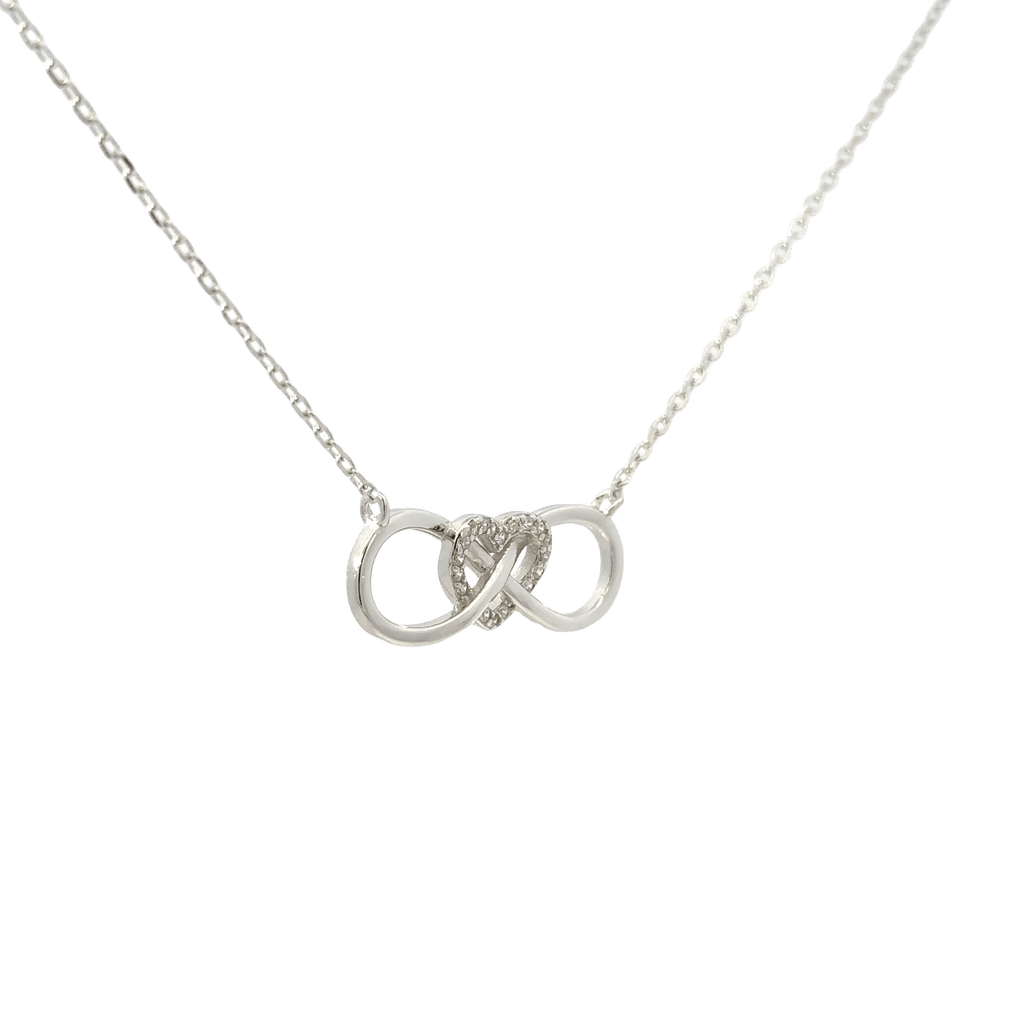 Rhodium Heart Infinity chain with pendent
