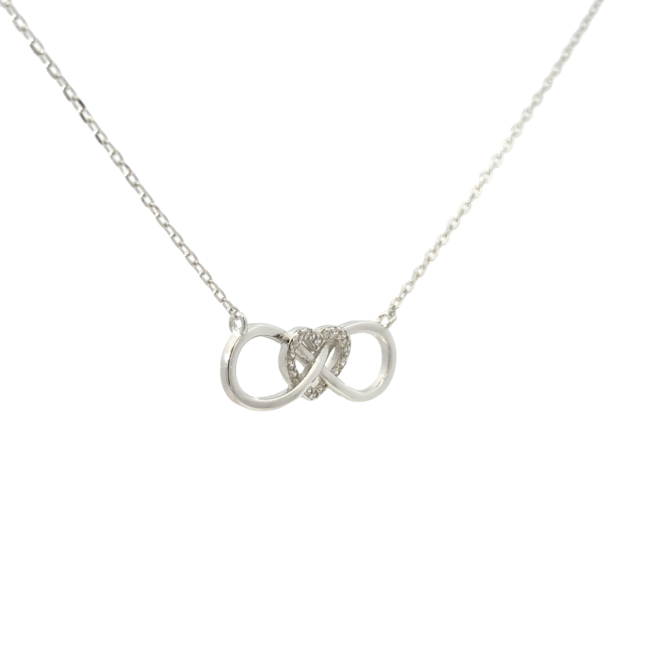 Rhodium Heart Infinity chain with pendent