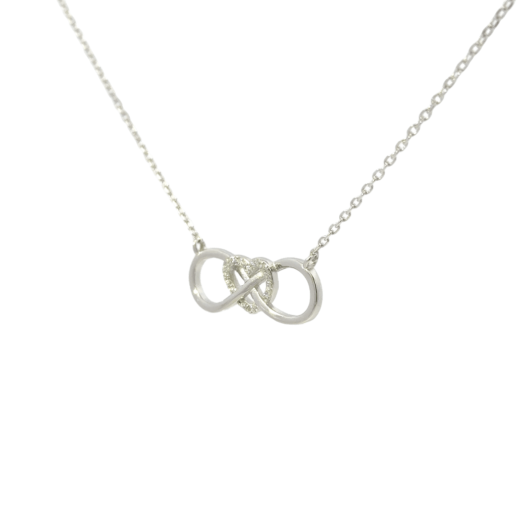Rhodium Heart Infinity chain with pendent