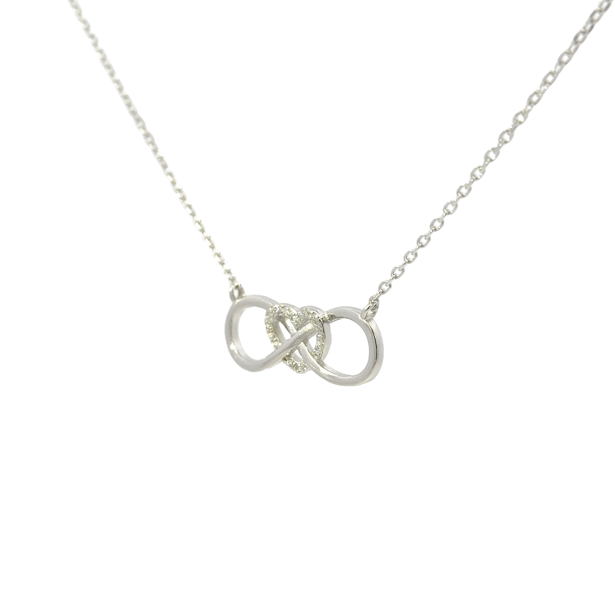 Rhodium Heart Infinity chain with pendent