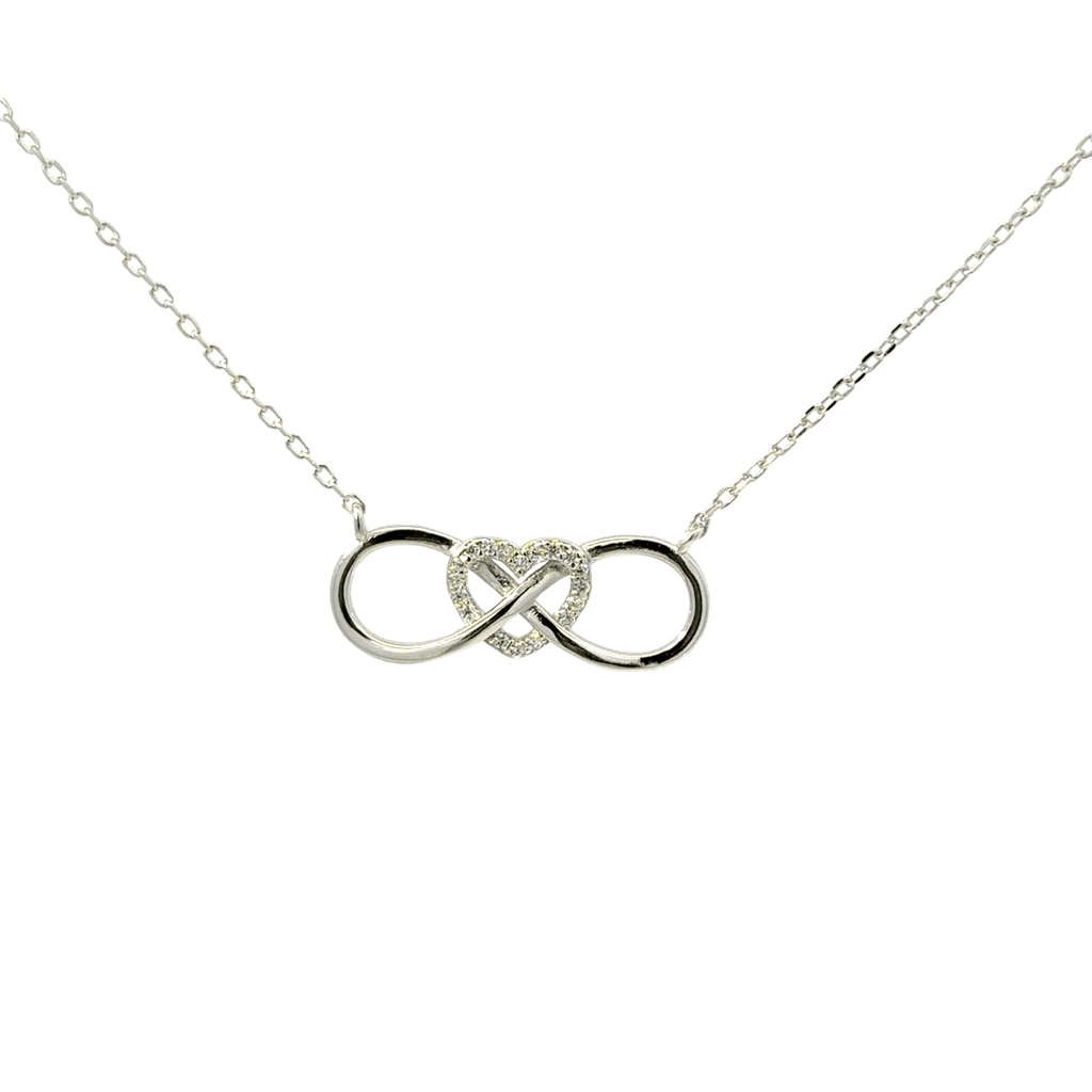 Rhodium Heart Infinity chain with pendent