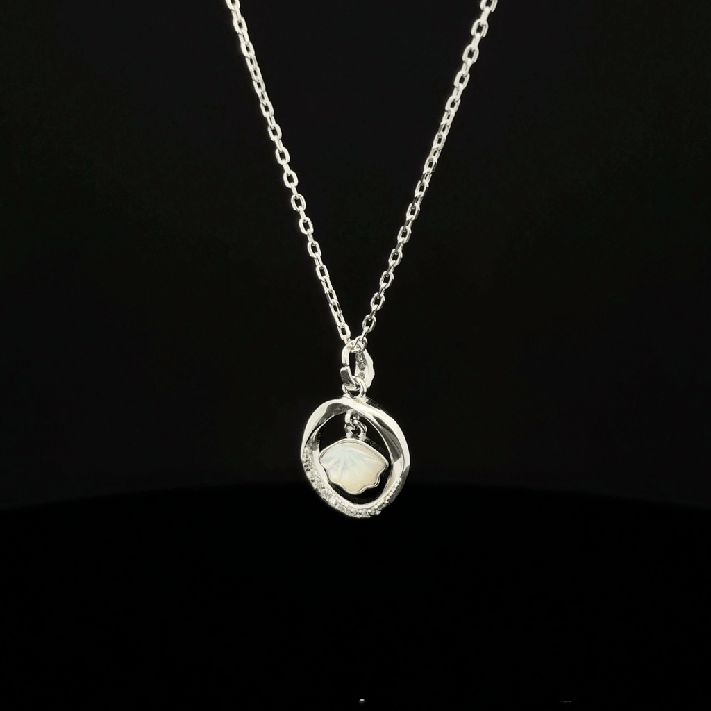 RHODIUM CIRCLE CHAIN WITH PENDANT