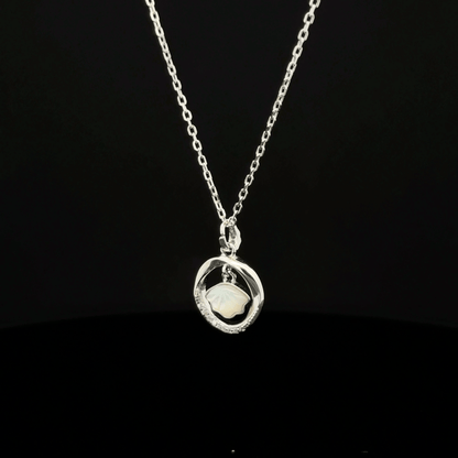 RHODIUM CIRCLE CHAIN WITH PENDANT
