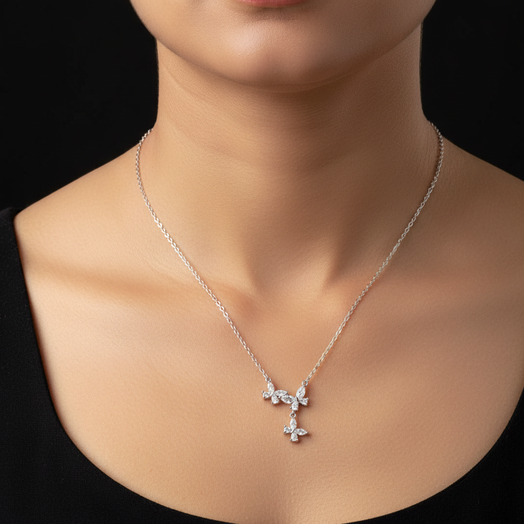 The Diamond Butterfly Cascade chain with pendant