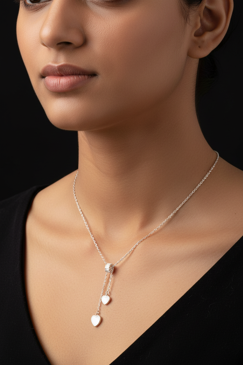 The Falling Hearts Lariat chain with pendant