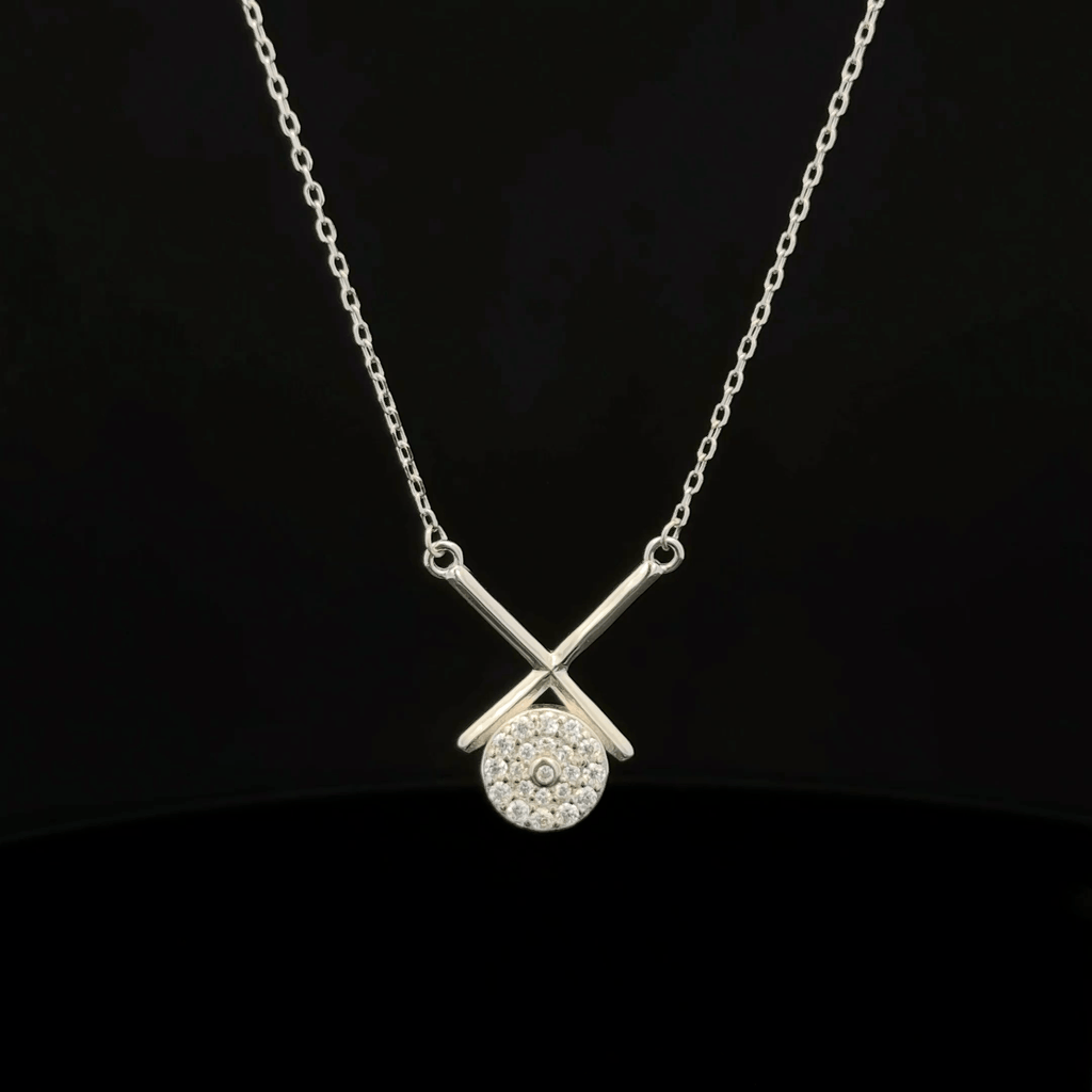 Cross Bar Crystal Drop Pendant