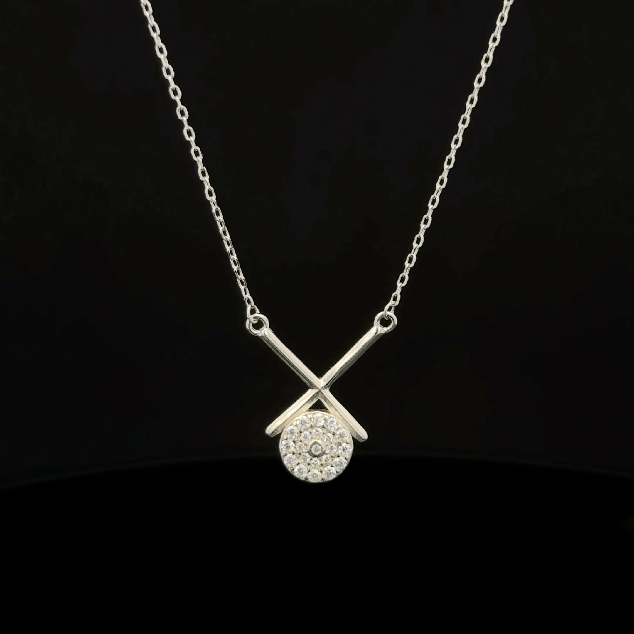 Cross Bar Crystal Drop Pendant