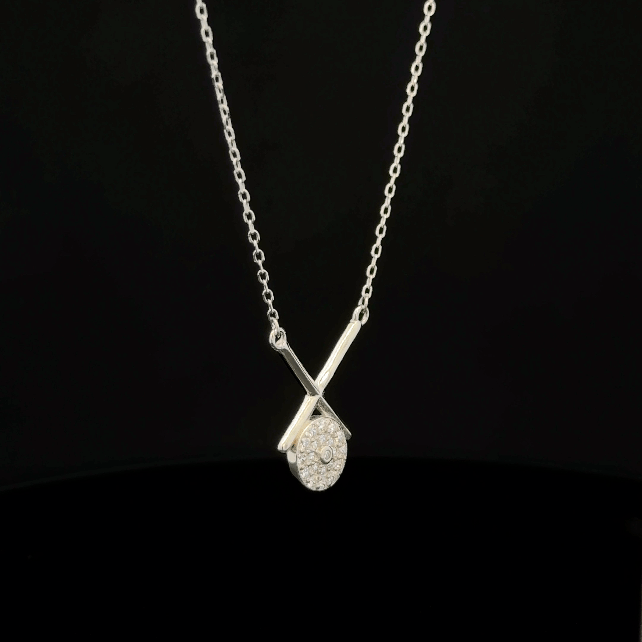 Cross Bar Crystal Drop Pendant