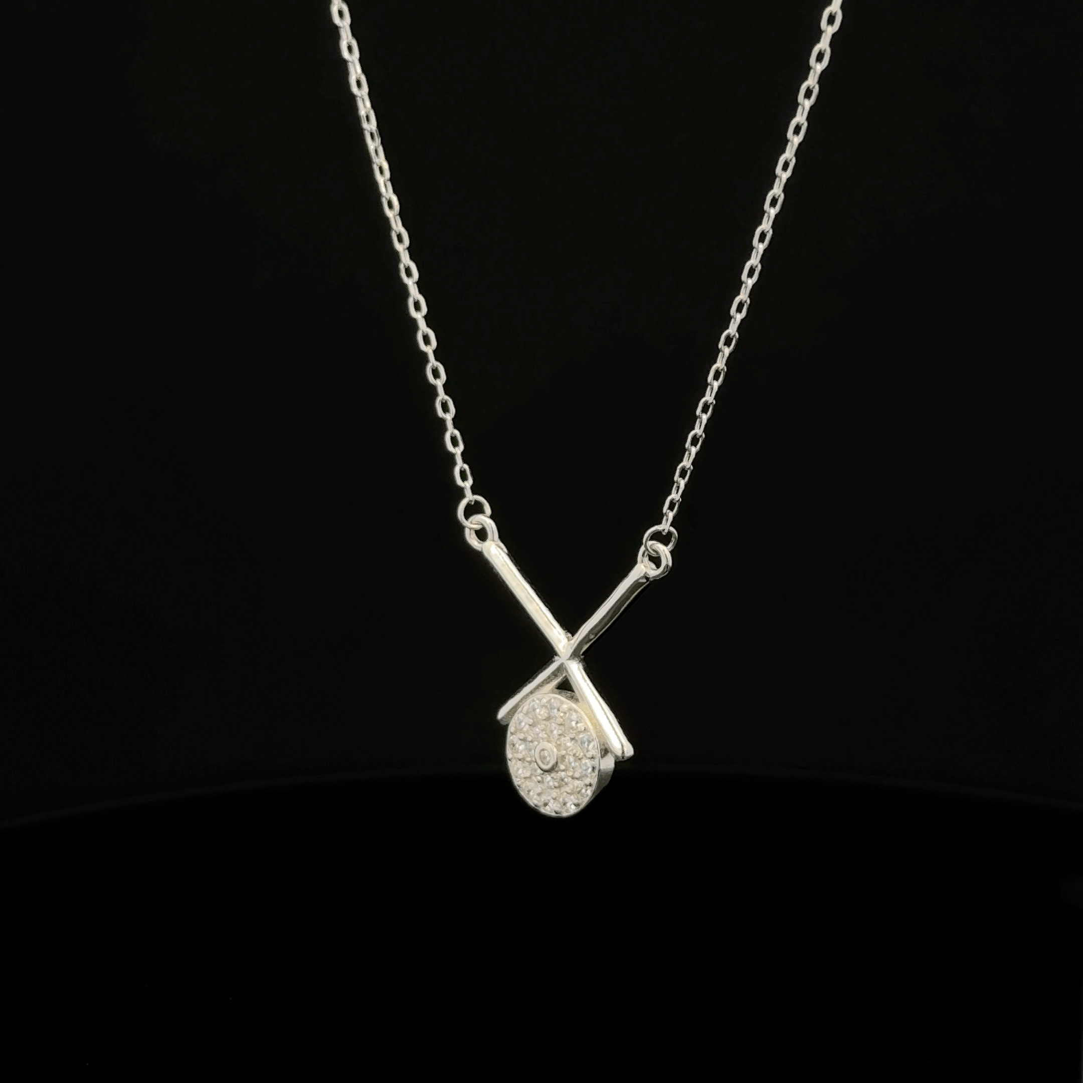 Cross Bar Crystal Drop Pendant