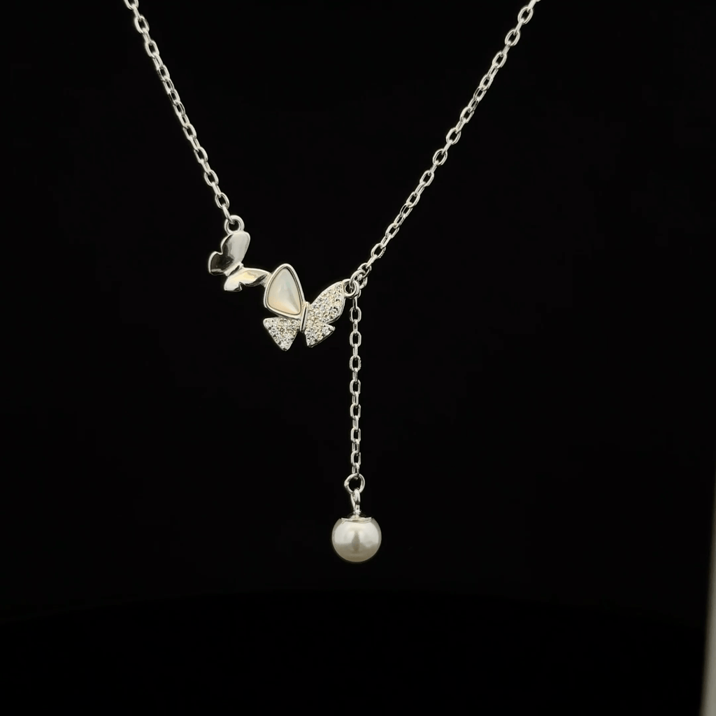 Butterfly Pendant with hanging pearl