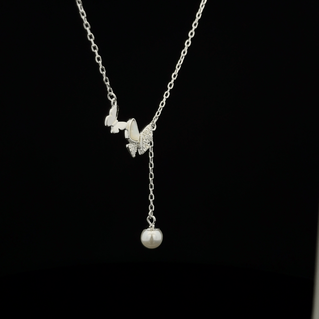 Butterfly Pendant with hanging pearl