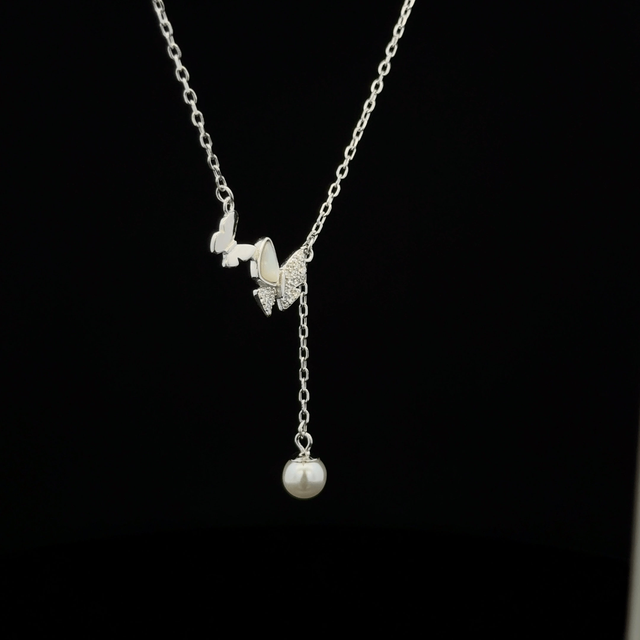 Butterfly Pendant with hanging pearl