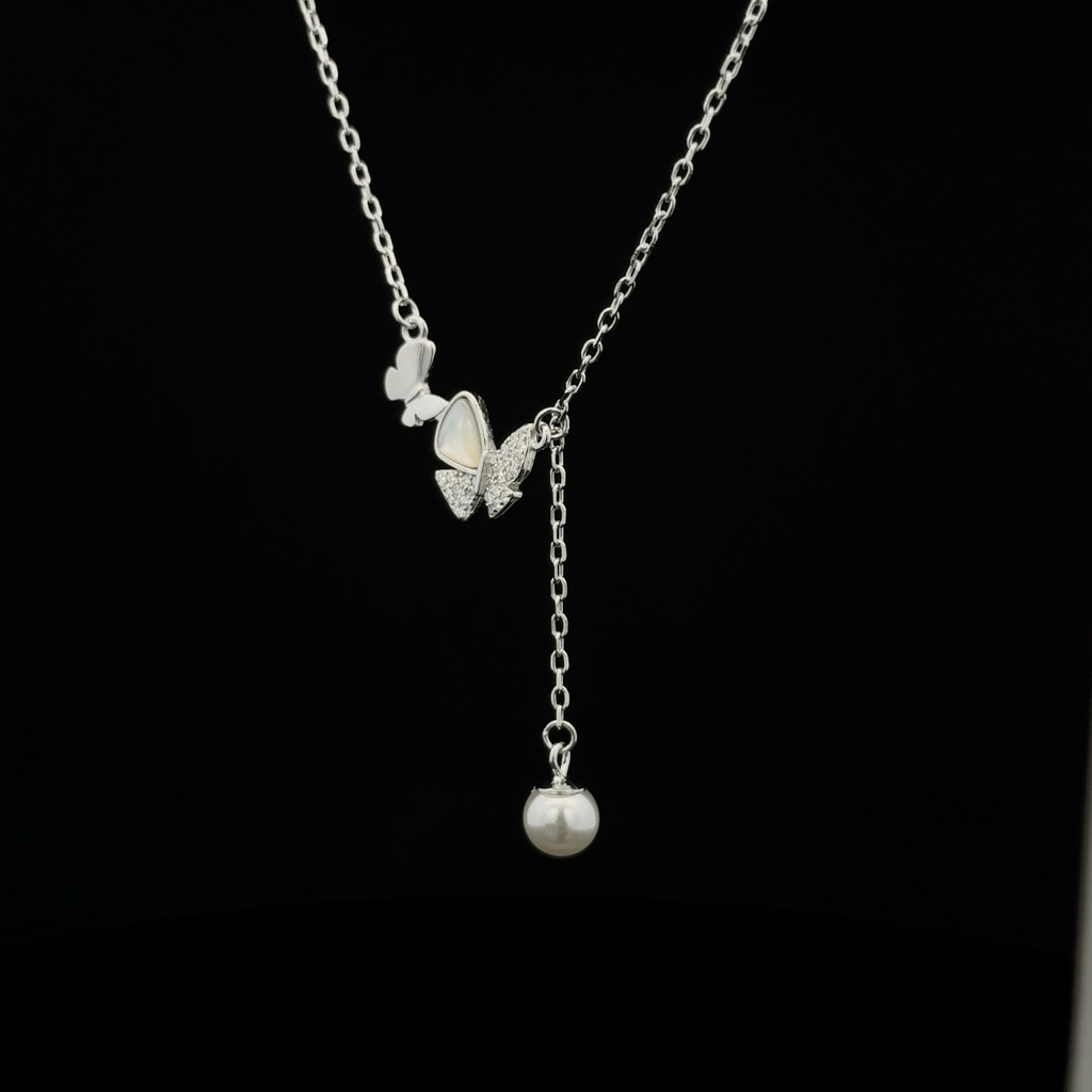 Butterfly Pendant with hanging pearl