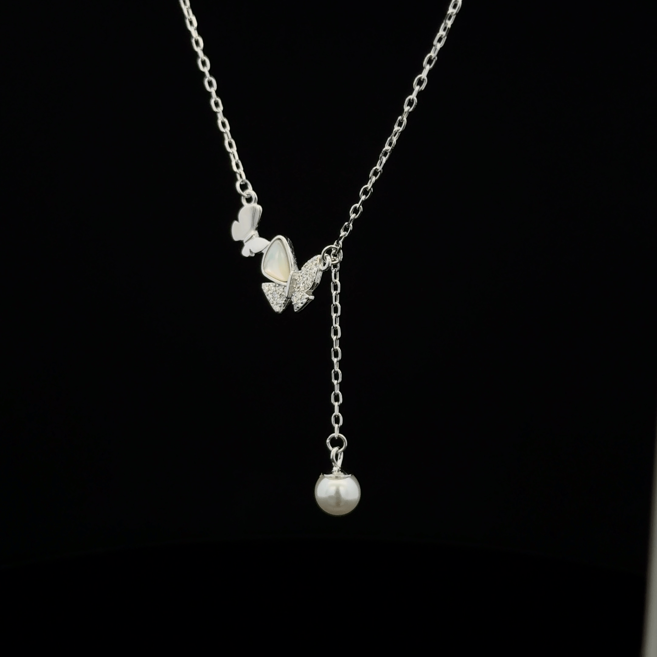 Butterfly Pendant with hanging pearl