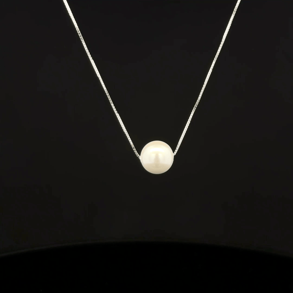 Floating White Pearl Box Chain Pendant