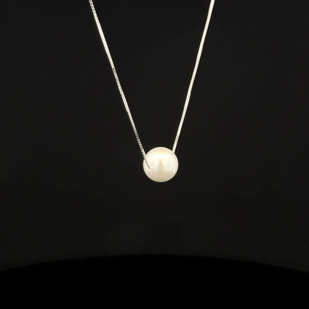 Floating White Pearl Box Chain Pendant