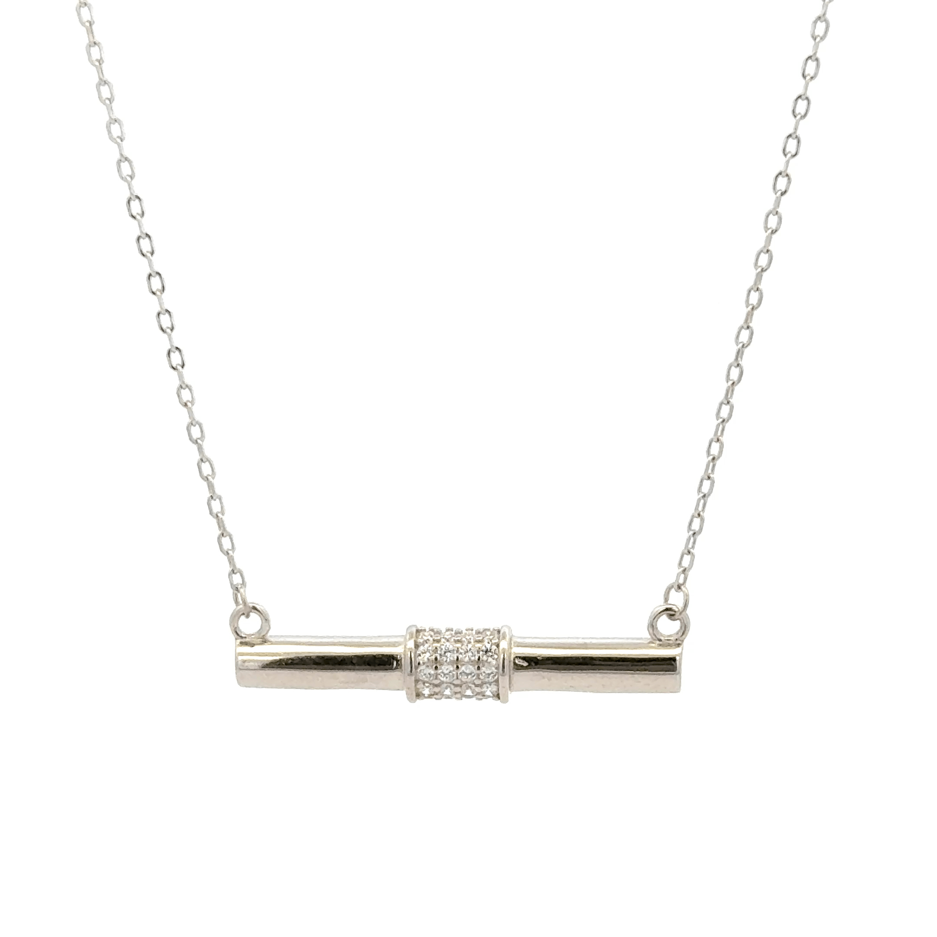 Rhodium horizontal Dollar Chain