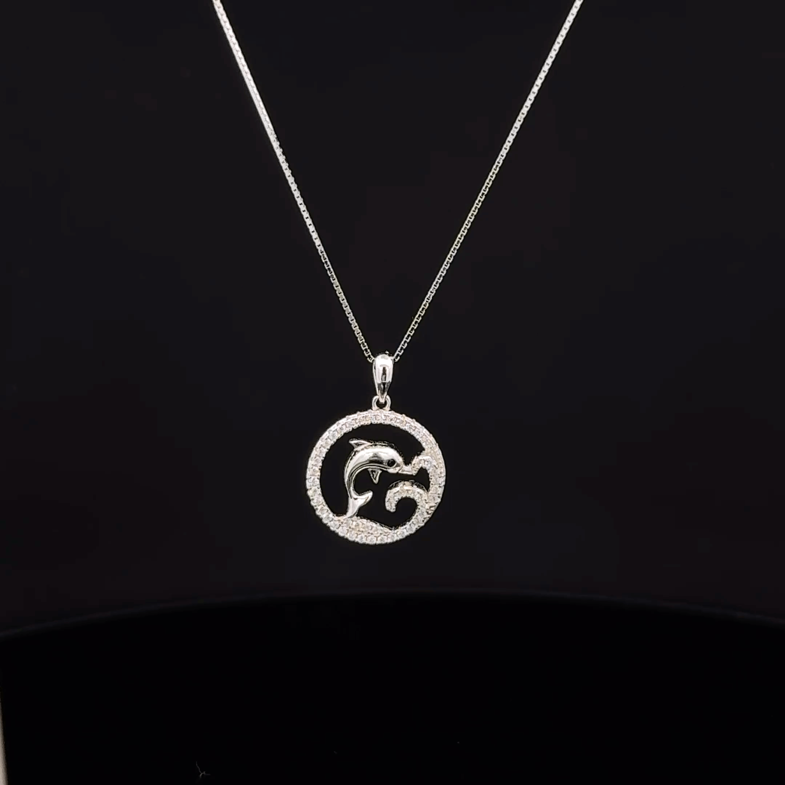 Dolphin with circle chain pendant