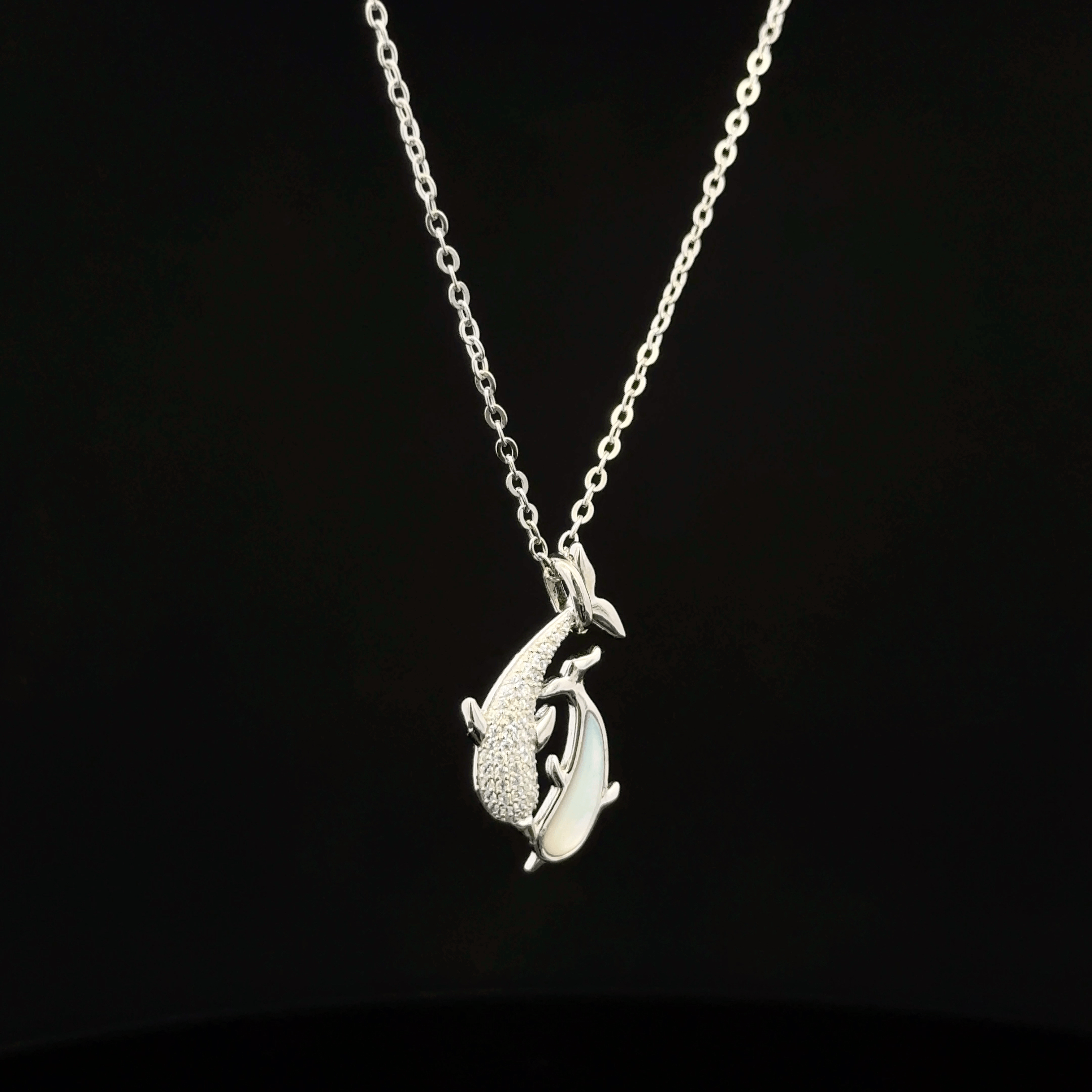 Two dolphin chain pendant