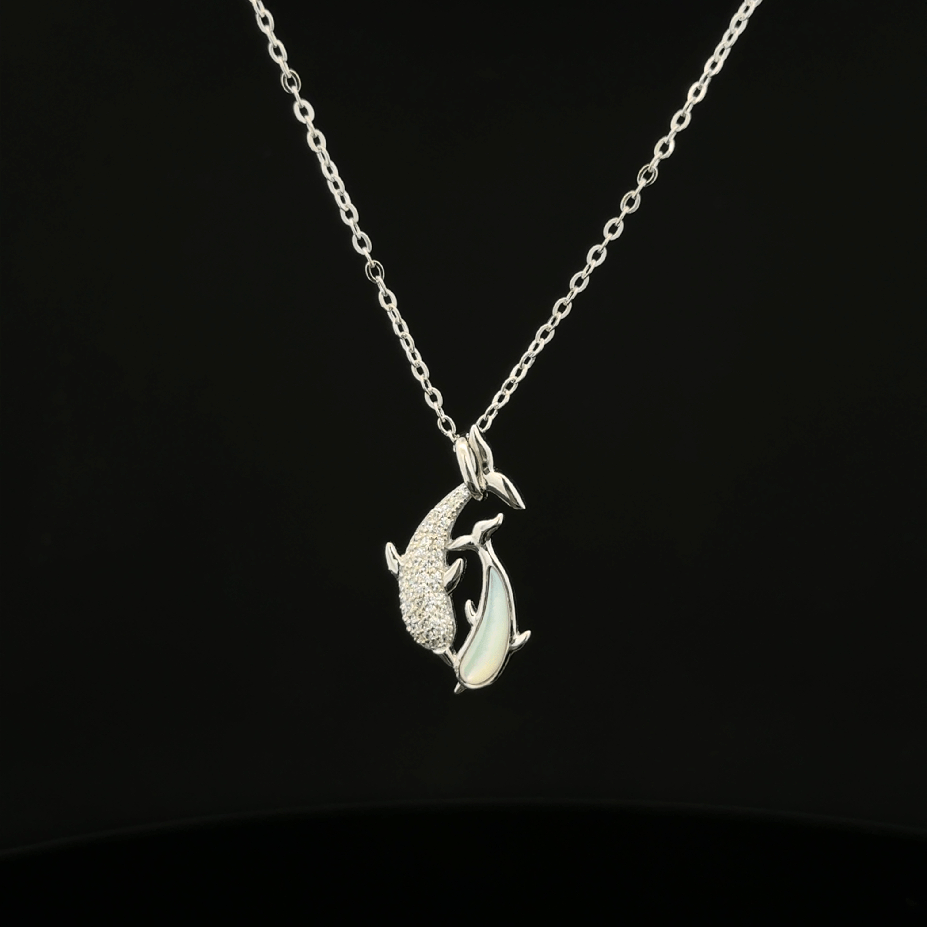 Two dolphin chain pendant