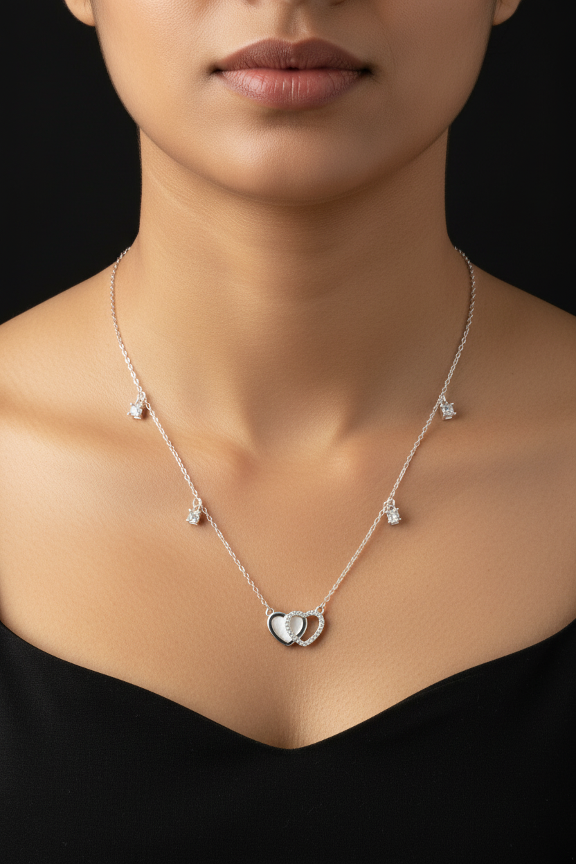 Double Heart chain pendant