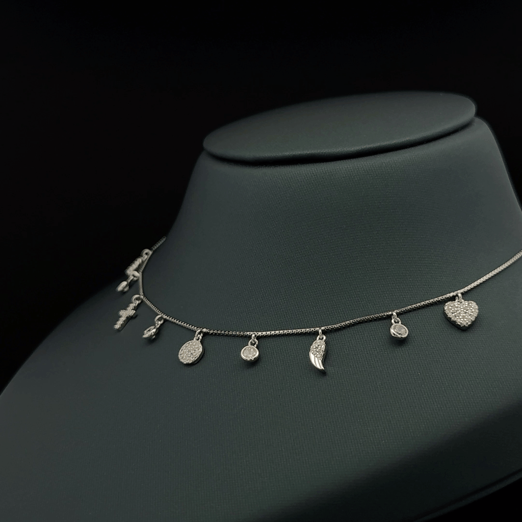 Multiple small dangling charms
