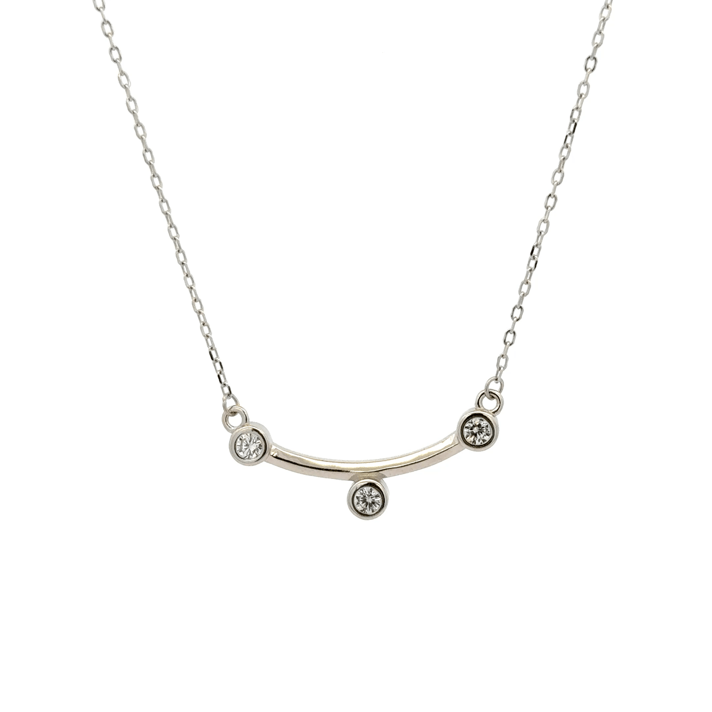 Rhodium 3 stone chain