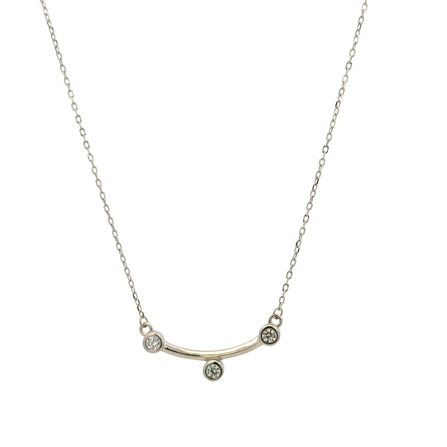 Rhodium 3 stone chain