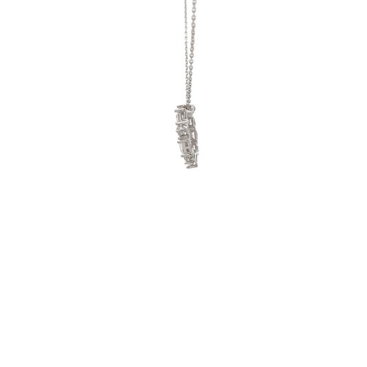 Rhodium open circle chain with pendent