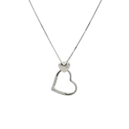 Rhodium Heart shape chain with pendent