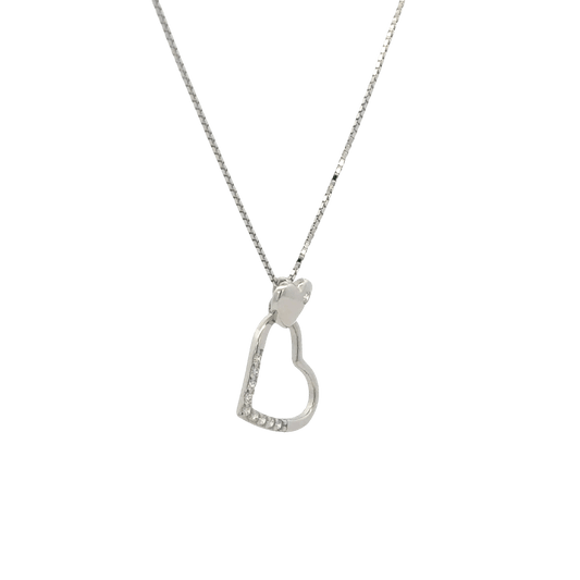 Rhodium Heart shape chain with pendent