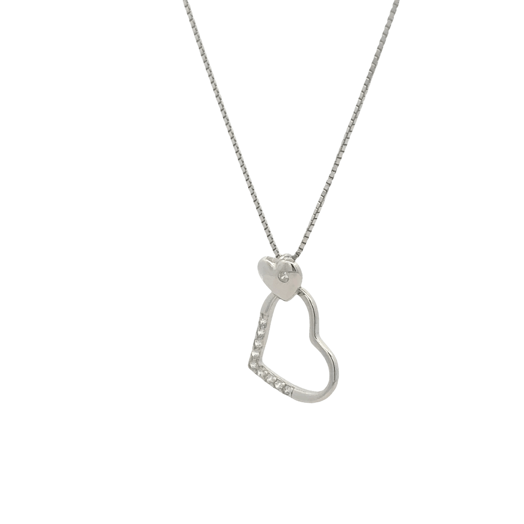 Rhodium Heart shape chain with pendent