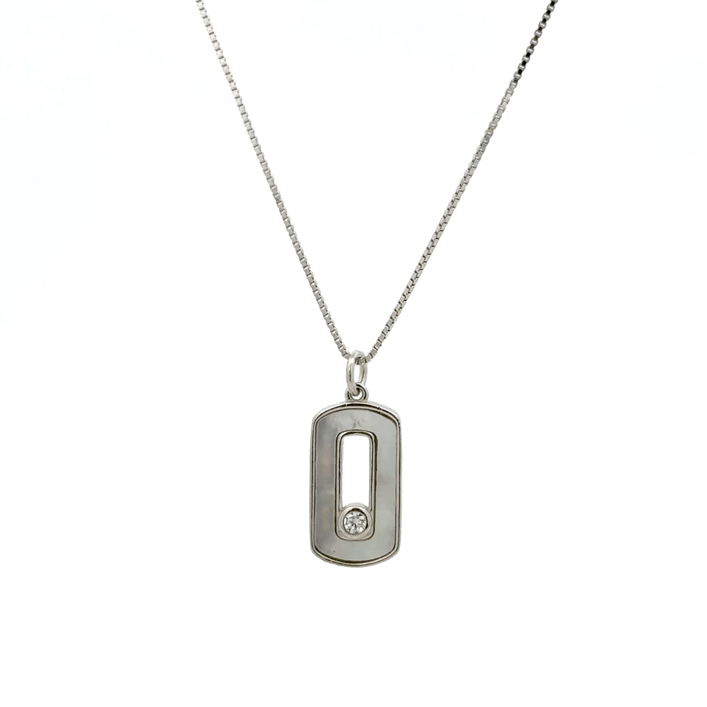 Rhodium Rectangular type chain with pendent