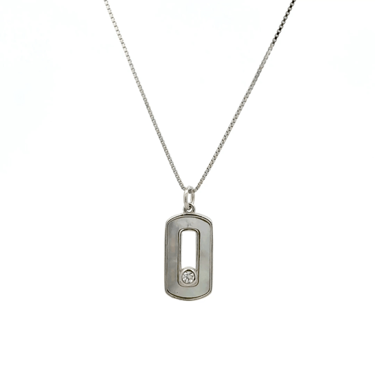 Rhodium Rectangular type chain with pendent