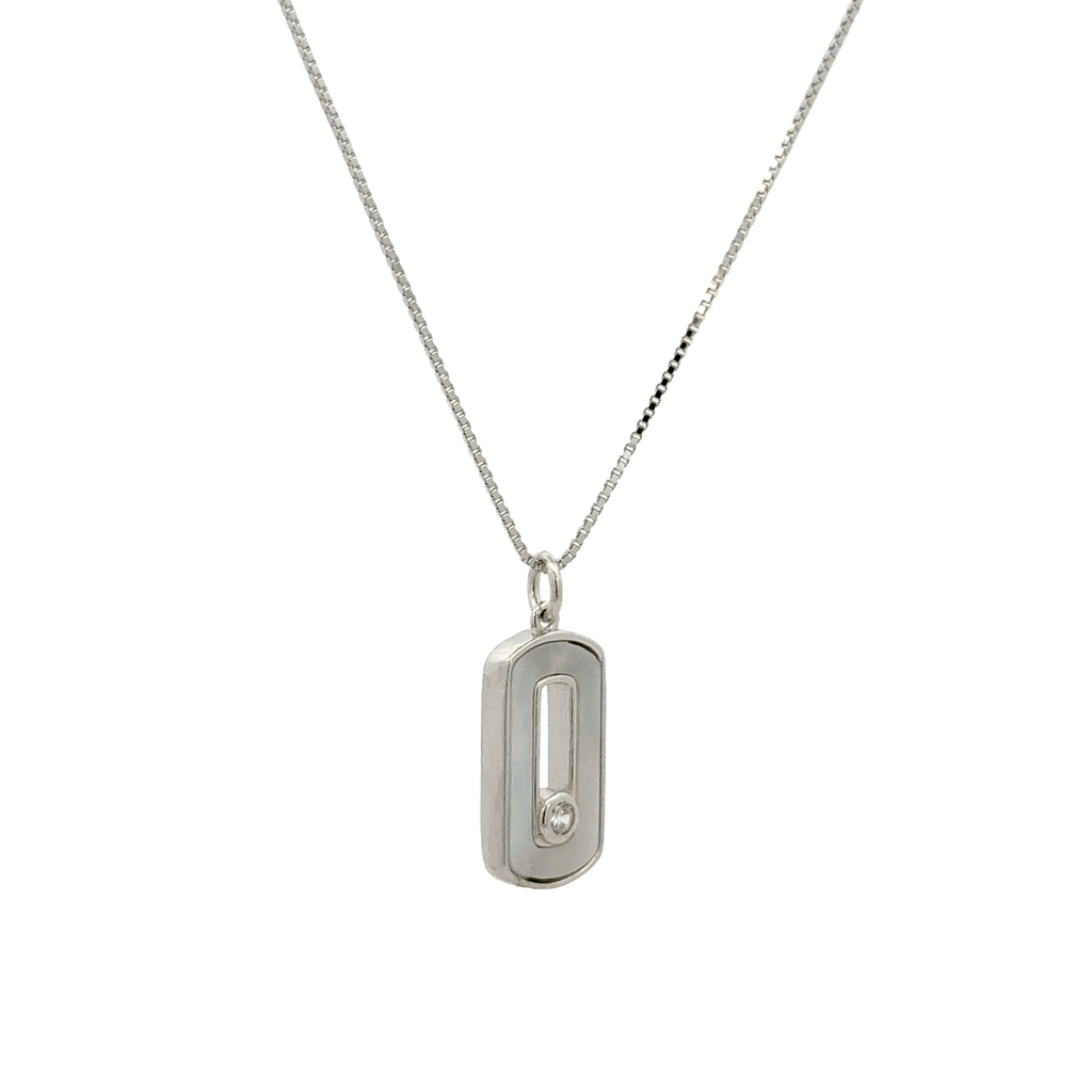 Rhodium Rectangular type chain with pendent