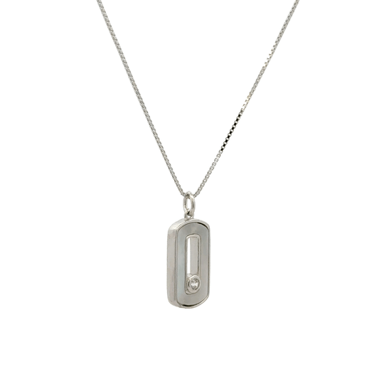 Rhodium Rectangular type chain with pendent