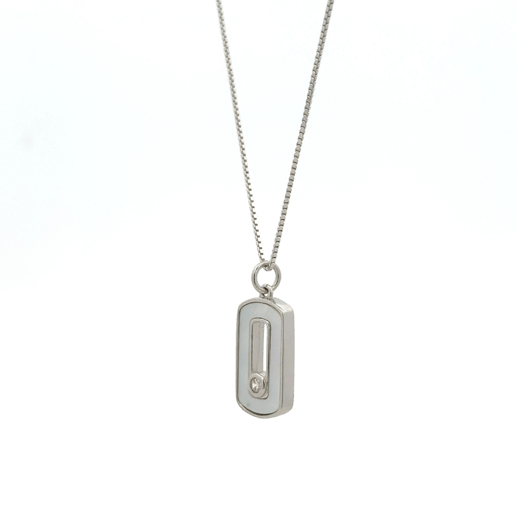 Rhodium Rectangular type chain with pendent